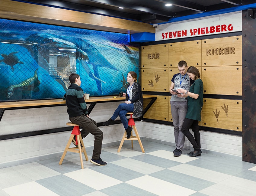 Тензор Кострома: современная зона для отдыха и общения разработчиков, дизайнеров, менеджеров компании Тензор.