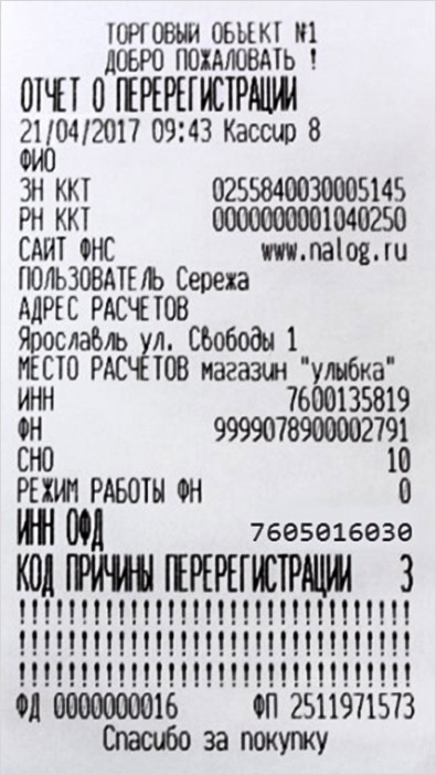 Отчет о перерегистрации.